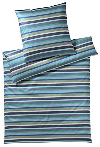 elegante Mako-Satin Bettwäsche Color Stripe Blue