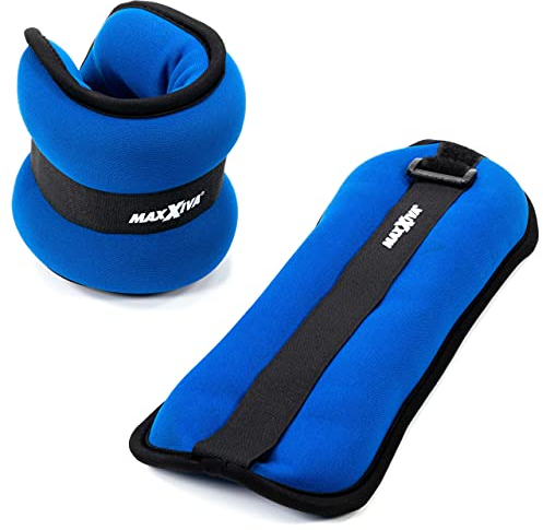 MAXXIVA® Laufgewicht-Set Rot 2 x 1,0 kg Gewichtsmanschetten Arme Beine Eisensandfüllung Krafttraining Joggen Reha Workout Fitness