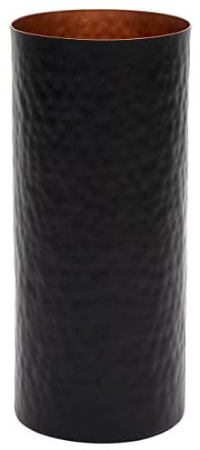 Vase for Flowers - Tempered Metal - 23cm Tall Flower Vase (Black & Bronze)