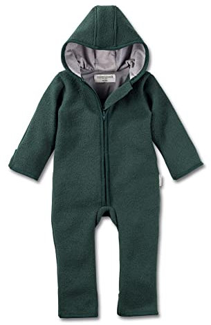 Hofbrucker Baby Walkoverall aus 100% Merino Wolle, kuschelig warmer Wollwalkanzug von Herbst bis Frühling (62-68, Waldgrün)
