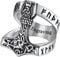 FaithHeart Engraved Mans Ring Nordic Viking Jewelry Punk Mjolnir Thor Hammer Talisman Rings Chunky Band Norse Ring for Husband Size S