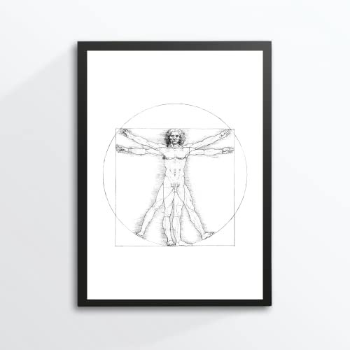 Din A4 Kunstdruck ohne Rahmen - Vitruvianischer Mensch - Leonardo Da Vinci - Mensch Skizze Zeichnung Körper Antik Druck Poster Bild