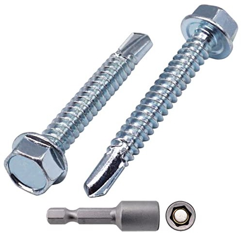 SKIR'CO (70 Stück) DIN 7504 K verzinkter Stahl 6,3 x 45 mm Schrauben, selbstbohrende Blechschraube, Sechskantkopf