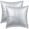 BRAWARM Kunstleder-Kissenbezüge, 50,8 x 50,8 cm, silberfarbene Leder-Kissenbezüge, handgenäht, dekorative Dekokissen für Couch, Sofa, Bett, Wohnzimmer, Zuhause, Garten, 50,8 x 50,8 cm, 2 Stück
