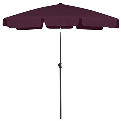 WIFESE Parasol de plage, de jardin, de marché, résistant aux UV, inclinable, hauteur réglable, pour balcon, jardin, terrasse, parasol de plage, rouge, 180x120 cm
