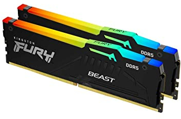 Kingston FURY Beast Schwarz RGB EXPO 16GB (2x8GB) 5200MT/s DDR5 CL36 DIMM Desktop Gaming Speicher Kit mit 2 - KF552C36BBEAK2-16