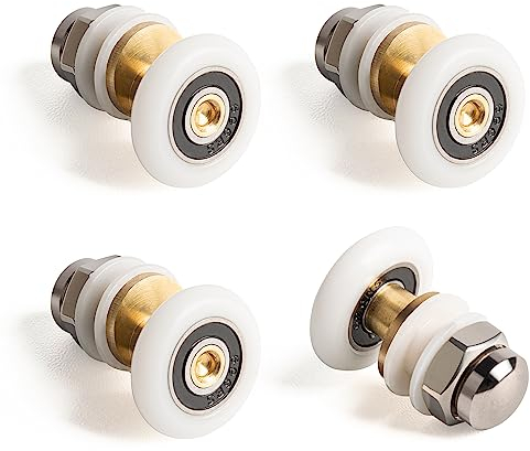 SPDYCESS Ruedas Excéntricas para Puerta de Ducha 4 Pcs, 23mm Rodamientos Mampara Ducha Recambio, para Puerta Corredera de Cristal Baño