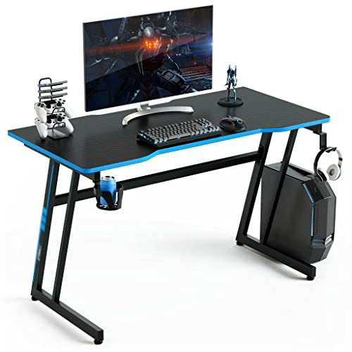 47.5 Gaming Table Z Shape Computer Desk With Adjustable Feet Blue Computer Desk Commemoration Day