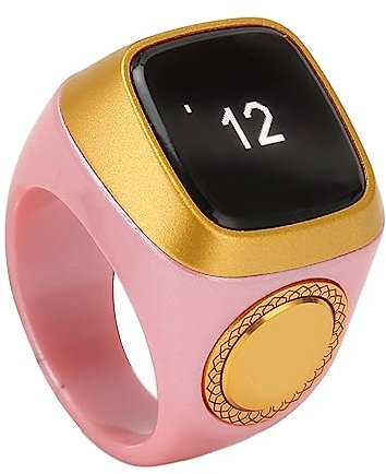 Fingerzähler, Digitaler Ziffernzähler für Sport, Fingerzähler-Clicker, Unterstützt APP 20 Mm CNC-Taste, Tragbarer Intelligenter Zählfingerring (Rosa)
