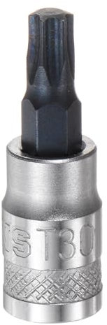 sourcing map Torx Bit Socket T30 Solid Star 1/4 Drive 1.46 Length S2 Steel Bit CR-V Socket for Ratchet Wrench, Slide Bar, Extension Rod