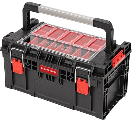 Toolbrothers RHINO XL Werkzeugkoffer ECO Handling+ Höhe L 26 l IP66 mit herausnehmbaren Trennwänden + Boxen