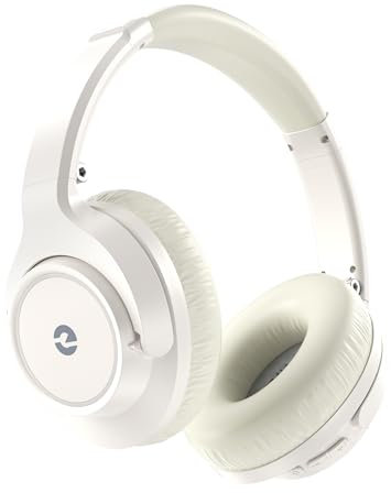 Auriculares Inalambricos Bluetooth Sobre la Oreja,70H de Tiempo de Reproducción y 3 EQ Auriculares con micrófono,plegable ligero Bluetooth 5.1 Cascos para Viajes/Oficina/Teléfono Móvil/PC-Blanco