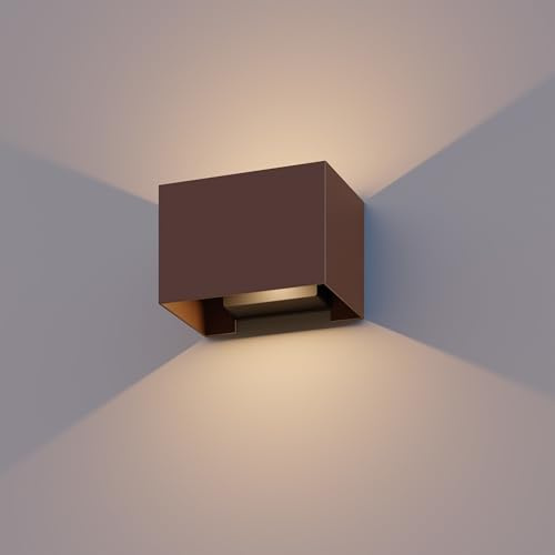 CALEX Venice Wandleuchte, für Außen & Innen, warmweißes Up & Down Licht, einstellbarer Lichtstrahl, wasserdicht, Rostfarbe