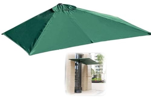NILZA 2.7m 5 Baleines Toile Demi-Parasol Auvent De Rechange Demi-Rond Toile De Rechange pour Parasol Terrasse Exterieur, Housse De Rechange pour Demi Parasol (Color : Green, Size : 270cm/9ft-5ribs)