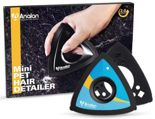 ANALAN Brosse Anti Poils Animaux, Mini Epilateur de Poils d'animaux pour Chiens et Chats, Brosse pour Voitures, Tapis, Peluches, Canapé et Meubles (Bleu Citron)