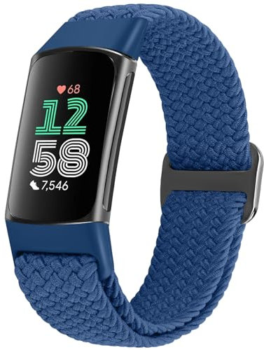 TumCez Correa compatible con Fitbit Charge 6 Correa/Fitbit Charge 5 correa, ajustable trenzada pulsera elástica de nailon correa de repuesto deportiva para mujer y hombre