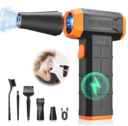 Compressed PC Air Cleaner Duster, Electric Air Blower for PC Cleaning, Mini-Blower Turbo Fan 3-Speed Adjustable 150000RPM Compressed Air Dusters, Jet Dry Blower for Laptop Computers Keyboard