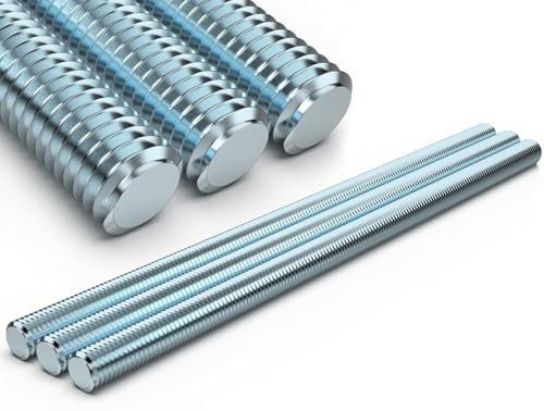 3 Stk Gewindestange M10 x 30CM Verzinkt Gewindestangen Karbonstahl Gewindestifte DIN 975 Festigkeitsklasse 4.8 Gewindestab mit Metrischem Vollgewinde Metrisch Gewinde Stangen nach Normen Threaded Rod