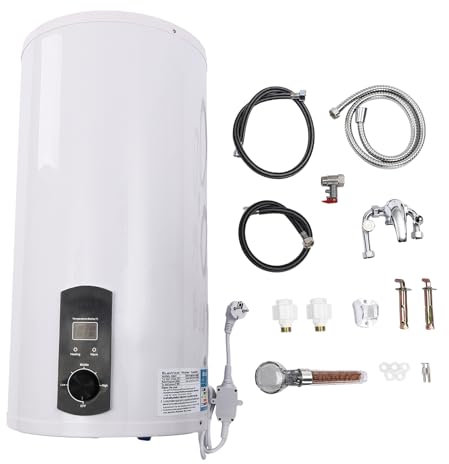 VonVVer Warmwasserboiler 30L/50L/60L/70L - Elektrischer Warmwasserbereiter für Küche 2000W Vertikal Warmwasserspeicher 0.7MPa 25-75°C Temperatur einstellbar (50L)