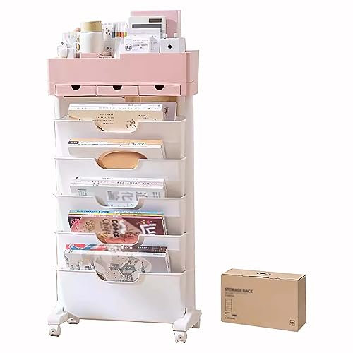 Generisch Rollwagen mit 6 Ebenen und Rädern, Aufbewahrungswagen, beweglicher Bücherregalwagen, schmal, mit Schubladen für Schlafzimmer, Wohnzimmer, Zuhause, Schule,