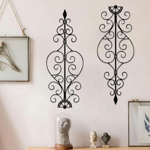 ruelen Wanddekoration aus Metall, rustikales Eisen-Wandmedaillon, kleine traditionelle Metallschriftrolle, Wandkunst für Zuhause, Wohnzimmer, Veranda, Flur, Eingangsbereich, Dekoration (schwarz)