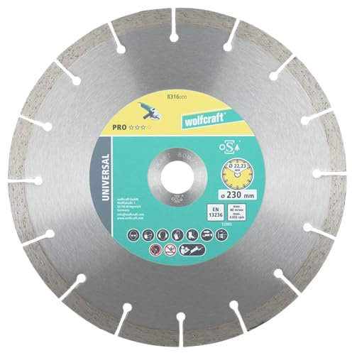 wolfcraft Diamant-Trennscheibe PRO UNIVERSAL I 8316000 I Universell einsetzbar – ideal für Betonerzeugnisse I Ø 230mm I 10mm