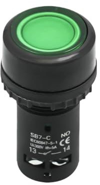 Interruptor pulsador de encendido y apagado con luces LED verdes XB7 con funda de goma(Push Button)