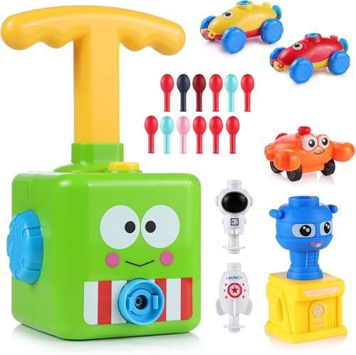 Balloon Powered Launch Car,19 in 1 Kinder Ballon Auto Spielzeug,Ballonbetriebene Autos,Wissenschaft Experimentelles Spielzeug-Trägheitsspielzeug Trägheit Power Auto Ballon Kind Geschenk (Grün)