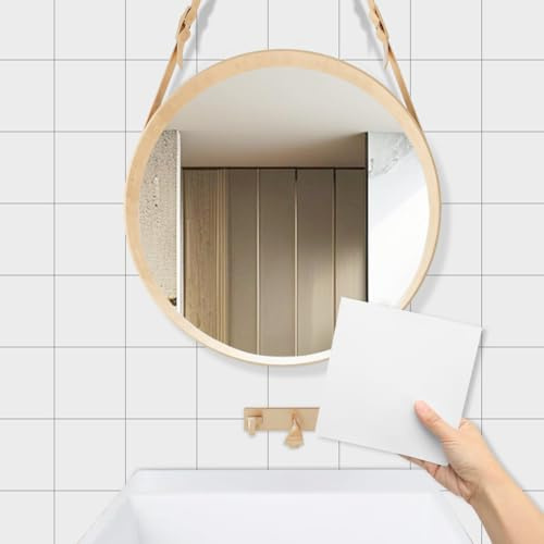 Adhesivo para azulejos de cocina, 15 x 15 cm, autoadhesivo para baño, adhesivo para baño, vinilo resistente al agua (96, blanco)