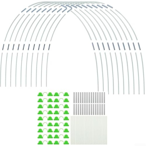 Arche de jardin en acier et plastique pour serre et plate-bande surélevée, pliable, inoxydable, avec clips et connecteurs, 25/36/50/100 pièces (100 pièces)