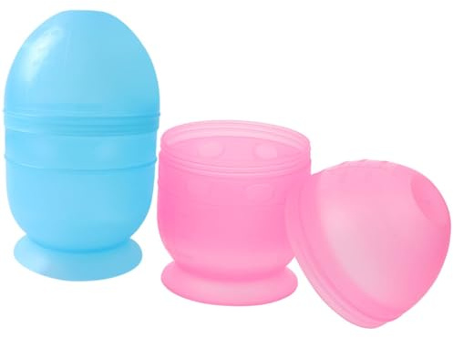 Tofficu Lot de 2 Bols Mélangeurs pour Coloration Capillaire, Plastique Sûr, 12,5 X 7 Cm, Bleu et Rose, avec Échelle Graduée, Gobelets de Teinture pour Salon et Usage Maison, Accessoires