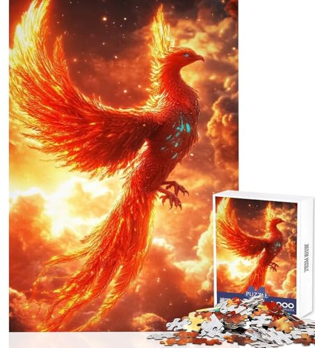 1000-teiliges Puzzle für Erwachsene Feuerphönix-Puzzle Lernspielzeug Geschenk zum Geburtstag Lernspiel geeignet als Schreibtischdekoration (Größe 38x52cm)