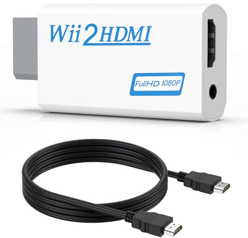 Oumida Wii to HDMI Converter 1080P for Full HD Device, Wii HDMI Adapter with 3,5mm Audio Jack&HDMI Output Compatible with Wii, Wii U, HDTV, Monitor-Supports All Wii Display Modes 720P, NTS