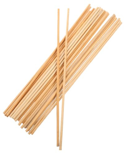 VILLCASE 25pcs Bamboo Crafting Sticks Round Dowels Smooth Splinterfree Surface, Sturdy and Easy Cutting for DIY Projects and Cake Dowels, for School Science Projects and Flower Bouquet