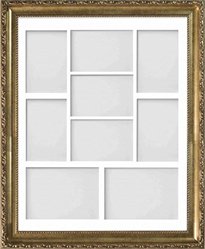 Frame Company Brompton Gold Multi-Aperture Photo Frame with Mount, 20x16 for 7x5 (x2) 6x4 (x7) * Choice of Mount Design* NEW