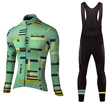UGLY FROG Neuer Radsport Anzüge Damen Winter Warm halten with Fleece Langarm-Radsport-Trikot+Lange Lätzchen Dicht with Gel Pad Breathable Classic Bicycle Set
