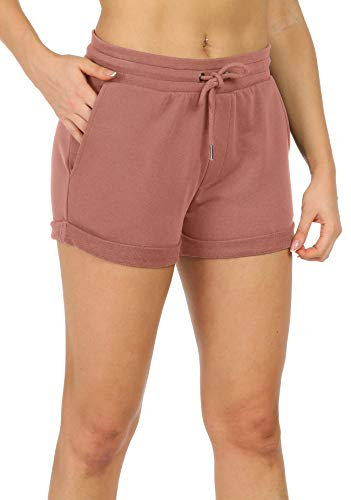 icyzone Damen Sportshorts Kurze Sporthose Jogginghose Atmungsaktiv Laufshorts Gym Fitness Shorts mit Taschen (M, Dusty Pink)