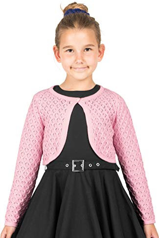 BlackButterfly Bambini Manica Lunga Bolero in Maglia a Punta Ragazze Cardigan (Rosa, 3-4 Anni)