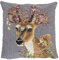 Mars & More Gobelin Kissen REH Blumen grau Dekokissen Couchkissen 45x45cm Zierkissen