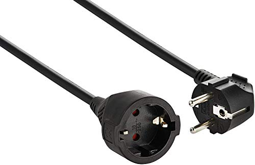 Electraline 01692 Schutzkontakt 3 m Kabel-weiß-Kunststoffleitung-IP20 Innenbereich/Verlängerungskabel mit Kindersicherung/Schuko-Verlängerung, schwarz