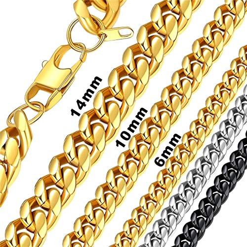 Bandmax 18k vergoldet Panzerkette 61cm für Männer Jungen 10mm dichte Herren schwere Panzer Kette Hip Hop Stil Kubanische Kette Biker Rapper Modeschmuck Accessoire