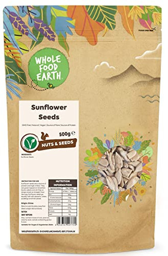 Wholefood Earth Semillas de girasol 500 g | Libre de OGM | Natural | Fuente de fibra | Fuente de proteína