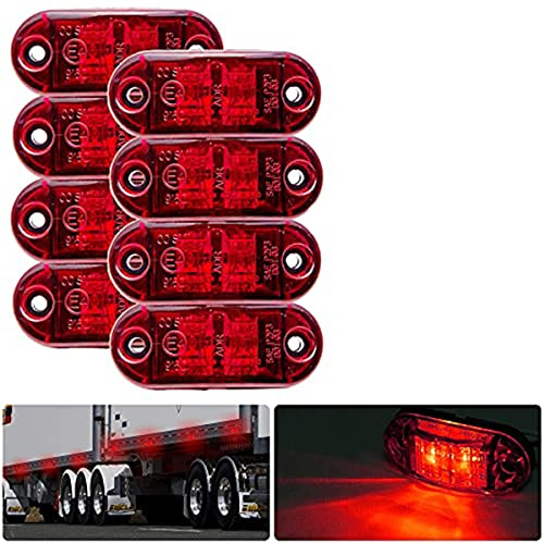 Jutta 4/8/12pc Größe Begrenzungsleuchte, 12/24V IP65 Rot LED Seitenmarkierungsblinker Lampe Universal für LKW Anhänger Van Caravan LKW Auto Bus Boot (8)