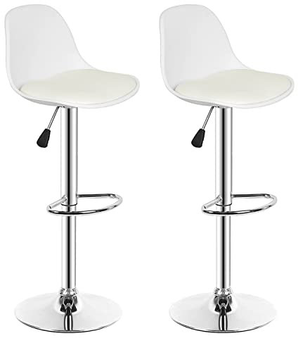 LAYSSAA Taburete Alto Regulable para Cocina/Bar Pack 2, Tulipa Moderno Nórdico de Metal