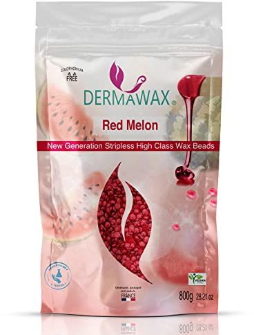 Dermawax 800g Red Melon Vegan Waxing Perlen – Hypoallergen für Haarentfernung, Brazilian Waxing, Bikinizone, Achseln & Rücken – Enthaarung ohne Vliesstreifen – Ideal für Allergiker (0,8 kg, Red Melon)