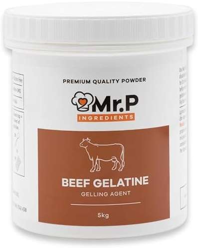 Mr.P Ingredients Gelatina de res de 5 kg 250 Bloom en polvo, estabilizador sin sabor, agente aireador instantáneo halal sin gluten, sin OMG (olla reciclable)