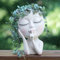 SnugMaker Pot de fleurs en forme de tête pour plantes grasses d'intérieur et d'extérieur avec trou de drainage et yeux fermés (clair)
