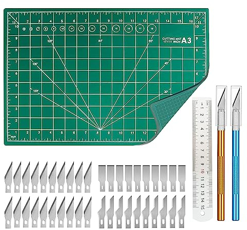 A3 Cutting mat with Precision Knife kit for Carving Crafts Cutting Board for Sewing Self Healing Cutting Mat (Mat)