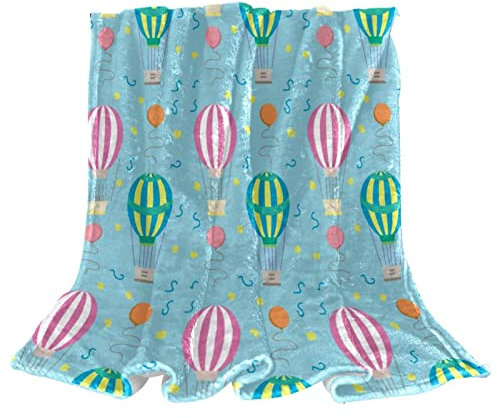 Coperta di tiro del pile di aria calda modello di palloncini rosa verde per divano leggero peluche sfocato