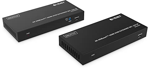 DIGITUS HDMI KVM Extender - 4k/60Hz - Sender & Empfänger - HDBaseT 1.0 - HDMI 2.0b - USB 1.1 - Reichweite bis 150m - Patchkabel ab Cat 6A